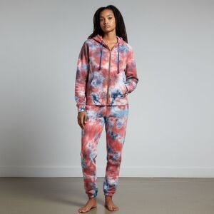 Aviator Nation Red and Blue Tie-Dye Zip Up Hoodie